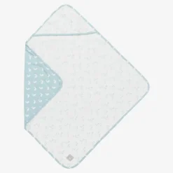 The Little Tailor Gifts*Blue Hare Print Reversible Cotton Blanket (69cm)