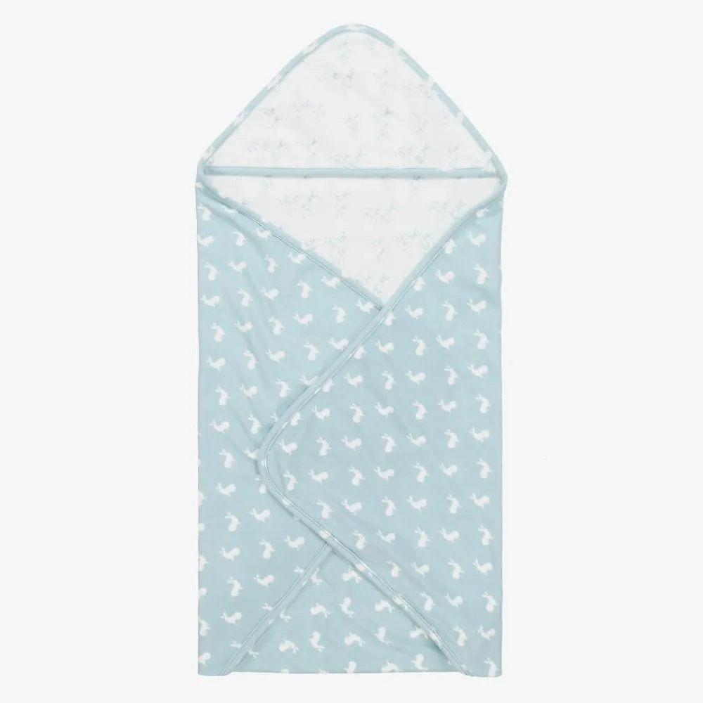 The Little Tailor Gifts*Blue Hare Print Reversible Cotton Blanket (69cm)
