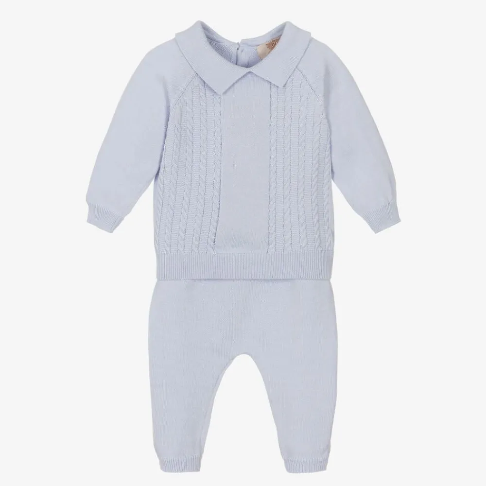 Caramelo Kids Outfit Sets*Blue Knit Top & Trousers Set