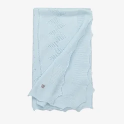 Minutus Blankets & Shawls*Blue Knitted Baby Shawl (105cm)