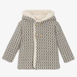 Mebi Coats & Jackets*Blue Knitted Wool & Plush Coat