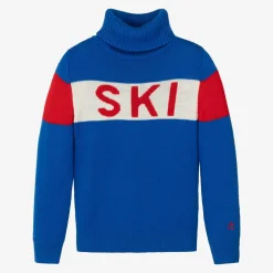 Perfect Moment Tops*Blue Merino Wool Roll Neck Sweater