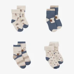 Mayoral Newborn Socks|Socks*Blue Organic Cotton Baby Socks (4 Pack)