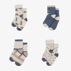 Mayoral Newborn Socks|Socks*Blue Organic Cotton Baby Socks (4 Pack)