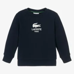 Lacoste Tops*Blue Organic Cotton Crocodile Logo Sweatshirt