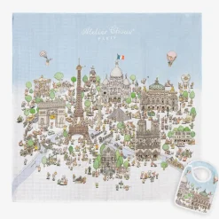 Atelier Choux Paris Gifts|Sleeping Accessories*Blue Organic Cotton Swaddle & Bib Set