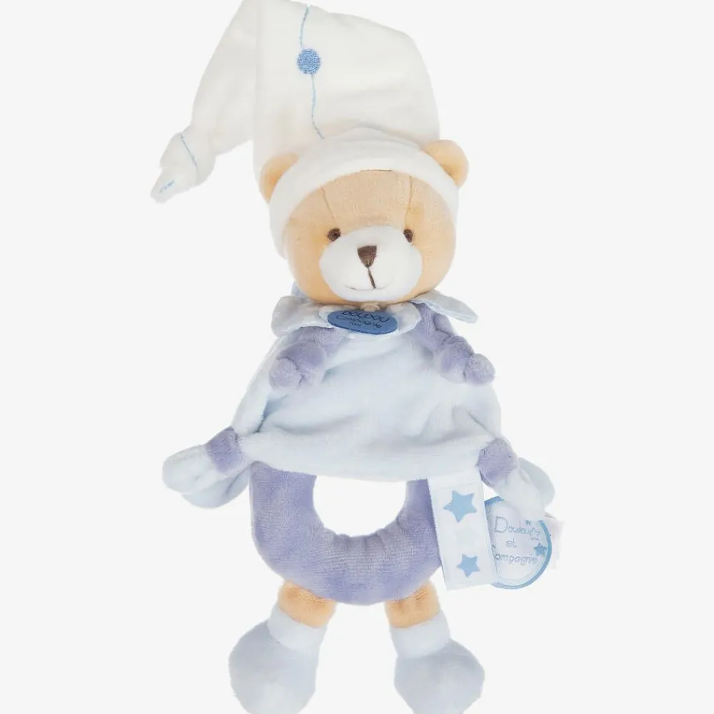 Doudou et Compagnie Toys*Blue Plush Teddy Rattle (21cm)