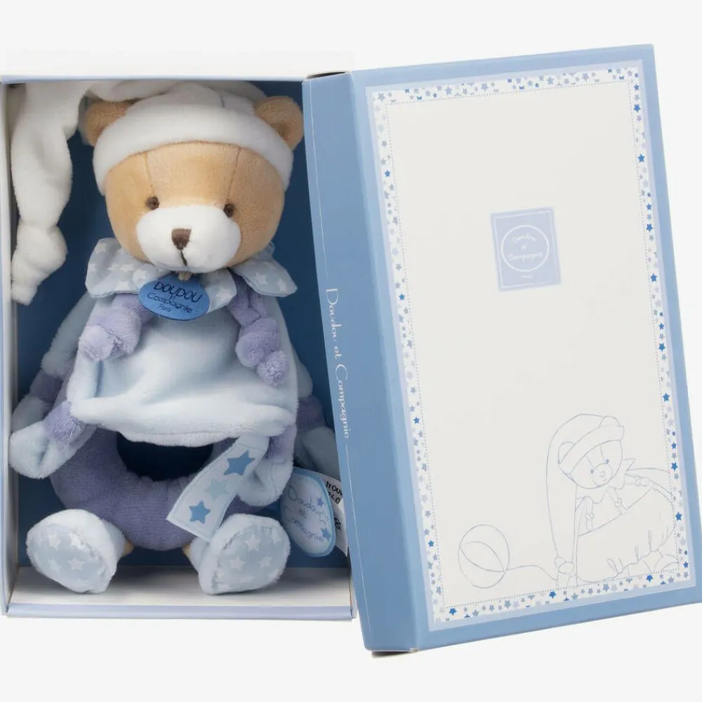 Doudou et Compagnie Toys*Blue Plush Teddy Rattle (21cm)
