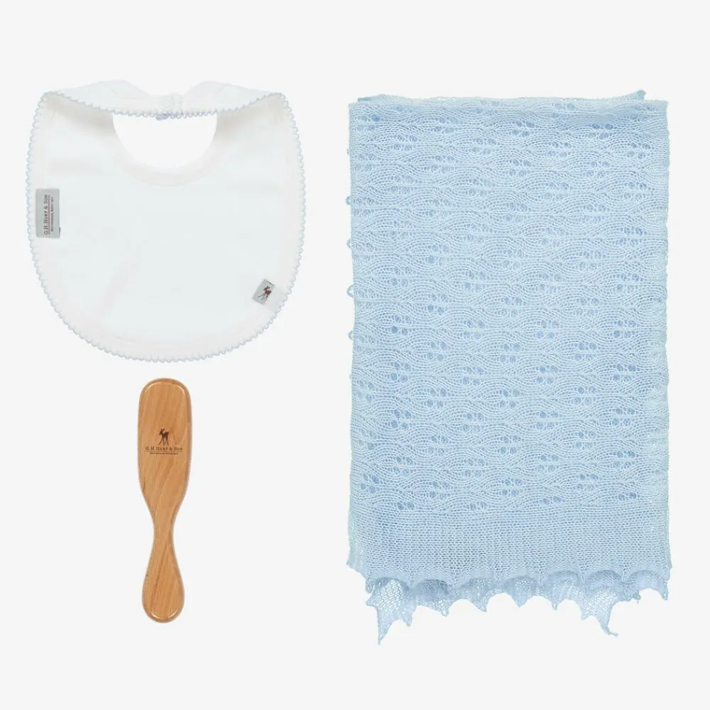 G.H.Hurt amp; Son Gifts*Blue Shawl & Bib Baby Gift Set