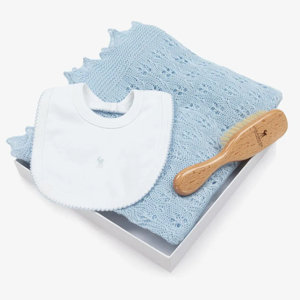 G.H.Hurt amp; Son Gifts*Blue Shawl & Bib Baby Gift Set