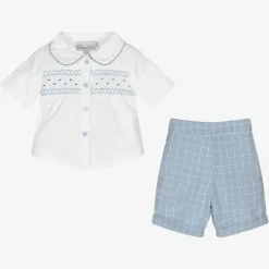 Beau KiD Outfit Sets*Blue Smocked Baby Shorts Set