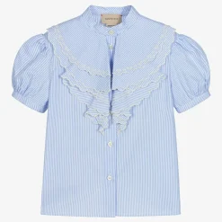 Gucci Tops*Blue Stripe Cotton Blouse