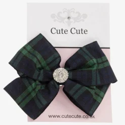 Cute Cute Hair Accessories*Blue Tartan Bow Hair Clip (7cm)