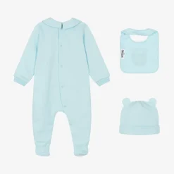 Moschino Baby Gifts|Babysuits*Blue Teddy Bear Cotton Babysuit Set