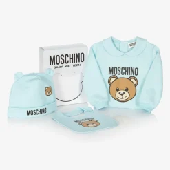Moschino Baby Gifts|Babysuits*Blue Teddy Bear Cotton Babysuit Set
