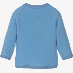 Joha Tops*Blue Thermal Wool Cardigan