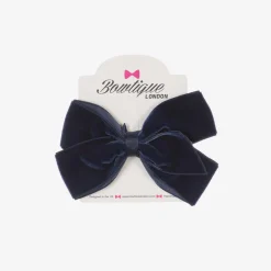 Bowtique London Hair Accessories*Blue Velvet Bow Hair Clip (11cm) Navy