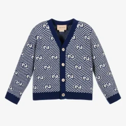 Gucci Tops|Tops*Blue Wool GG Baby Cardigan