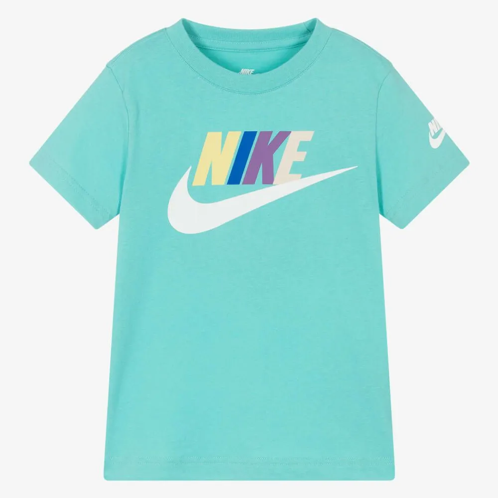 Nike Tops*Boys Aqua Green Cotton T-Shirt