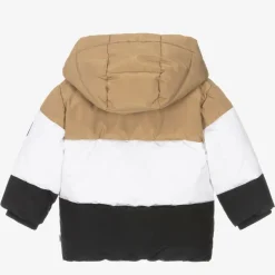 BOSS Coats & Jackets*Boys Beige & Black Stripe Hooded Coat