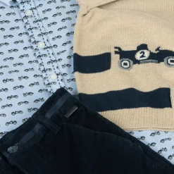 Boboli Outfit Sets*Boys Beige & Blue Needlecord Trouser Set