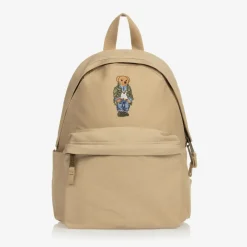 Ralph Lauren Bags*Boys Beige Canvas Polo Bear Backpack (37cm)