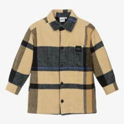 BOSS Tops*Boys Beige Check Cotton Overshirt