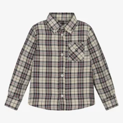 Dr. Kid Tops*Boys Beige Check Cotton Shirt