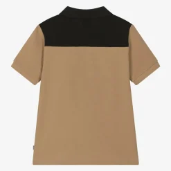 BOSS Tops*Boys Beige Colour Block Cotton Polo Shirt