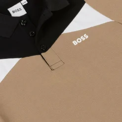 BOSS Tops*Boys Beige Colour Block Cotton Polo Shirt