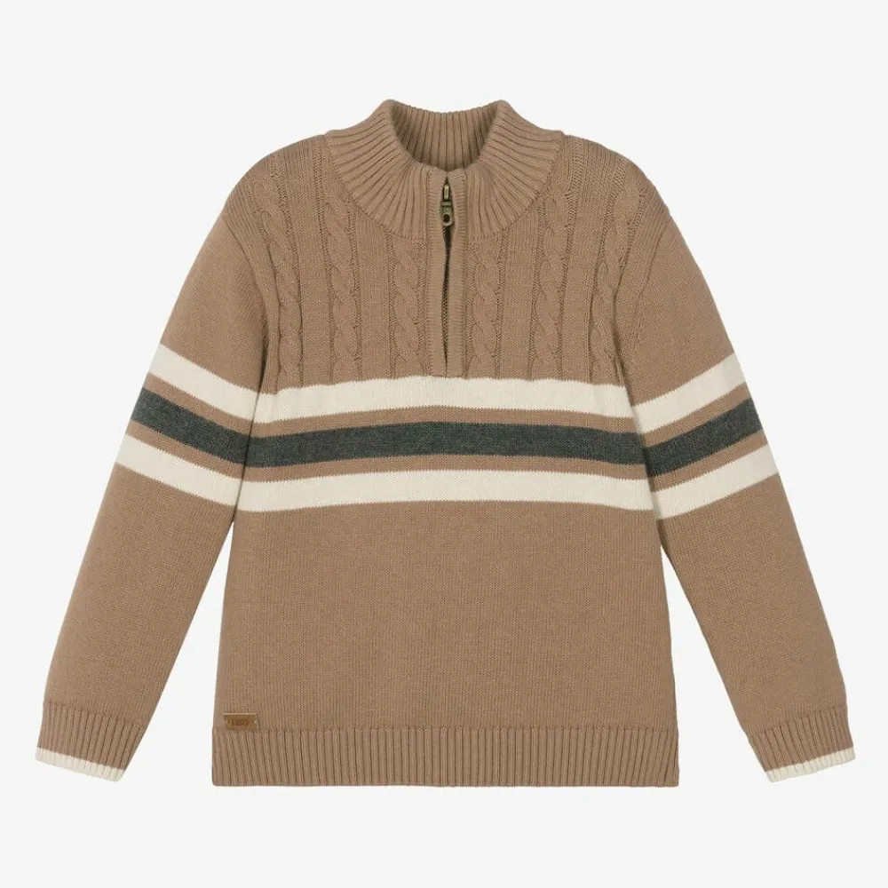 iDO Baby Tops*Boys Beige Cotton & Wool Sweater