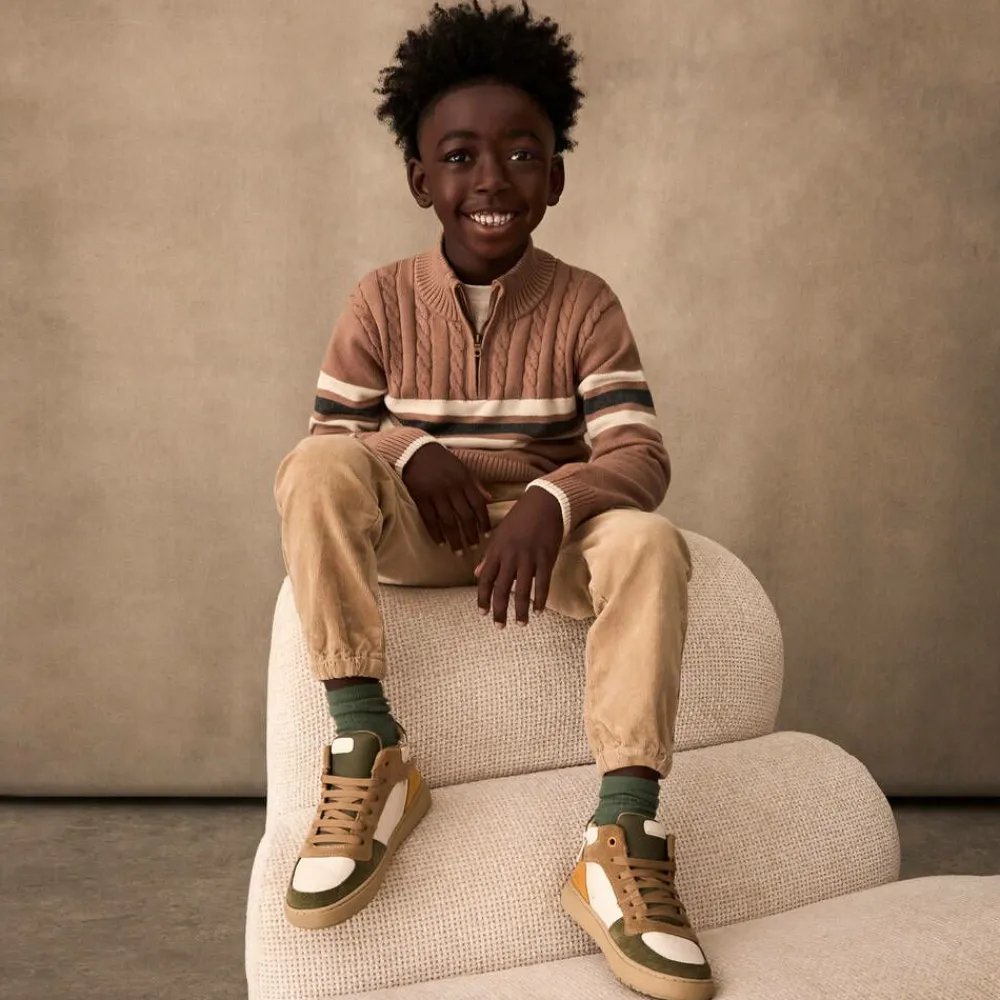 iDO Baby Tops*Boys Beige Cotton & Wool Sweater