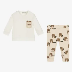 Everything Must Change Outfit Sets|Outfit Sets*Boys Beige Cotton Beaver Print Trouser Set
