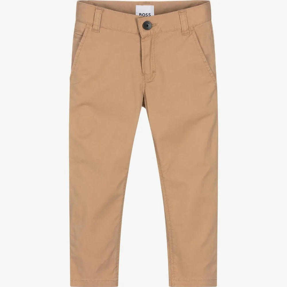 BOSS Trousers*Boys Beige Cotton Chino Trousers