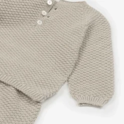 Babidu Outfit Sets|Outfit Sets*Boys Beige Cotton Knit Shorts Set