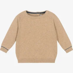 Mayoral Tops*Boys Beige Cotton Knitted Sweater