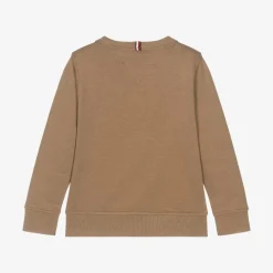 Tommy Hilfiger Tops*Boys Beige Cotton Patch Logo Sweatshirt