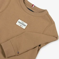 Tommy Hilfiger Tops*Boys Beige Cotton Patch Logo Sweatshirt