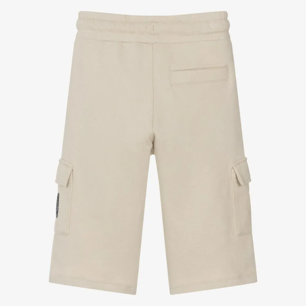 AIGNER Shorts*Boys Beige Cotton Piqué Cargo Shorts