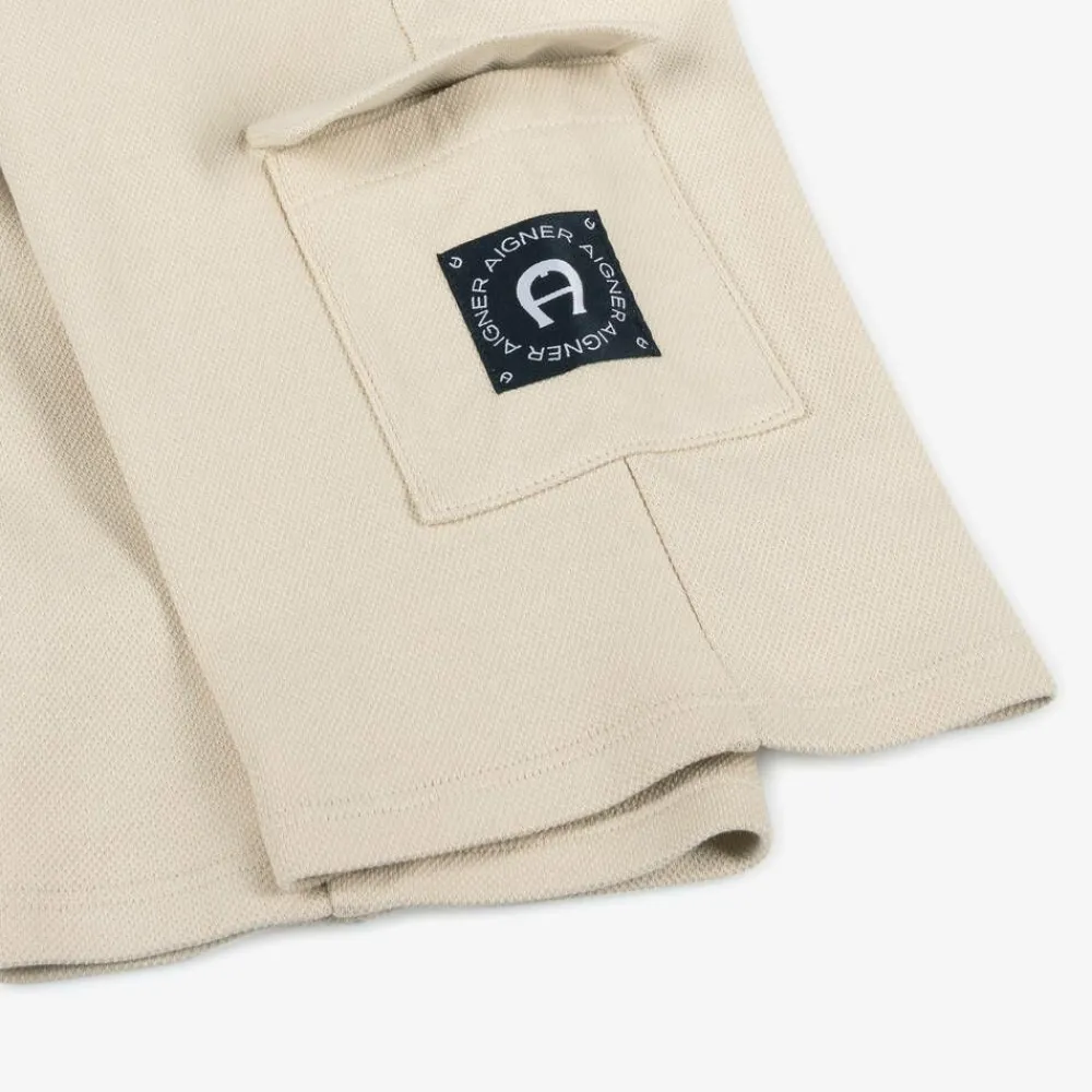 AIGNER Shorts*Boys Beige Cotton Piqué Cargo Shorts