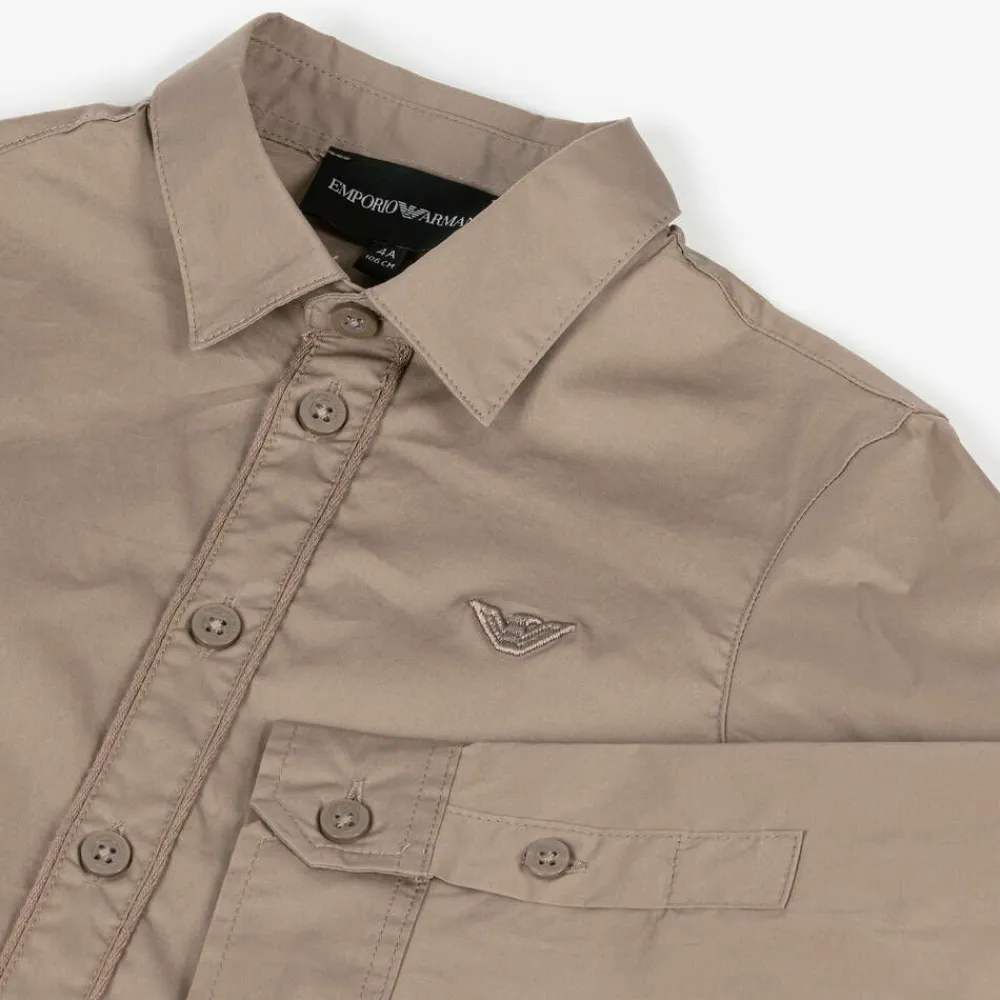 Emporio Armani Tops*Boys Beige Cotton Shirt