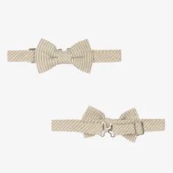 Beau KiD Suits*Boys Beige Cotton Stripe Shorts Suit