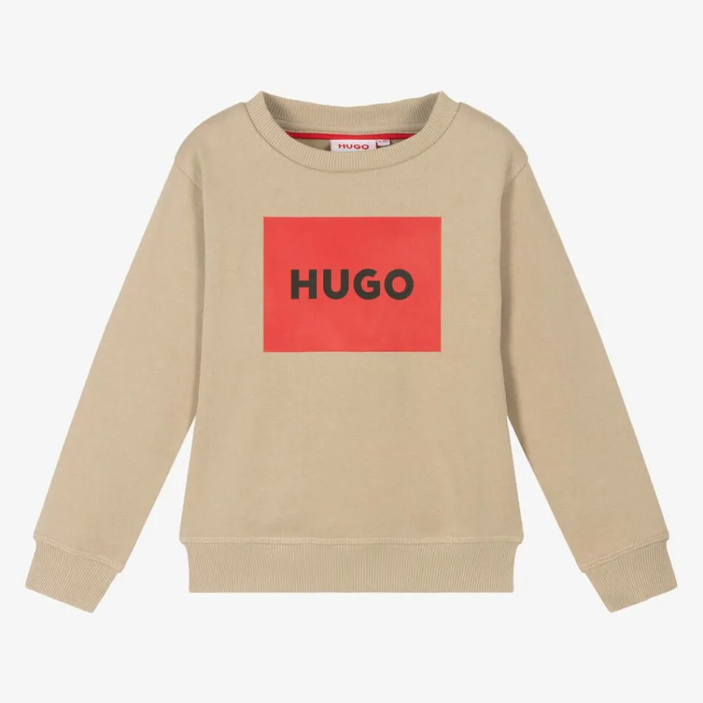 HUGO Tops*Boys Beige Cotton Sweatshirt