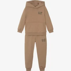 EA7 Emporio Armani Tracksuits*Boys Beige Cotton Tracksuit