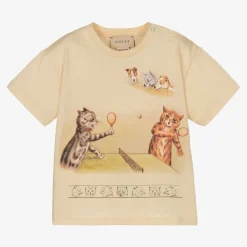 Gucci Tops*Boys Beige Cotton T-Shirt