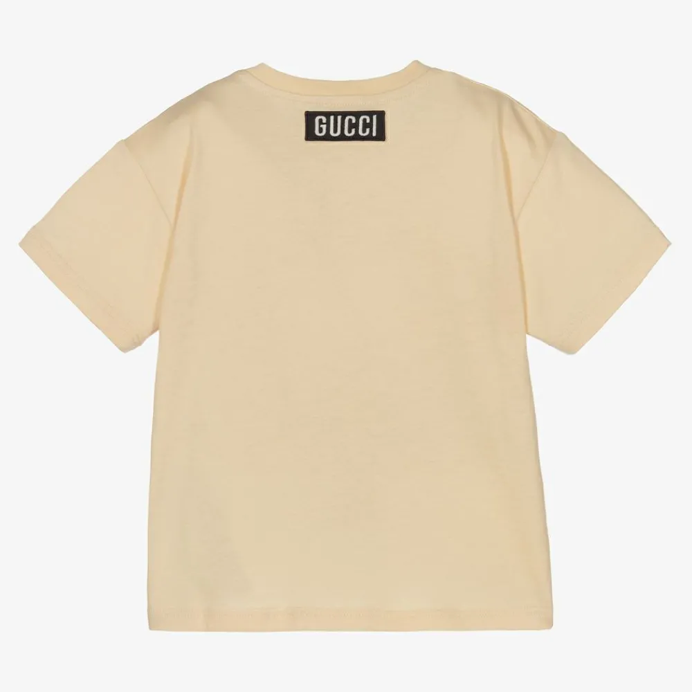 Gucci Tops*Boys Beige Cotton T-Shirt