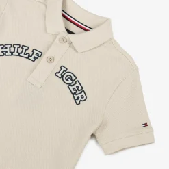Tommy Hilfiger Tops*Boys Beige Cotton Varsity Polo Shirt
