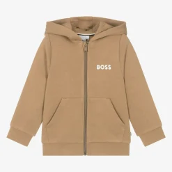 BOSS Tops*Boys Beige Cotton Zip-Up Top