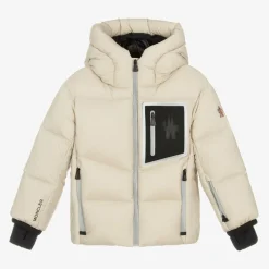 Moncler Enfant Snowwear*Boys Beige Down Padded Mandres Ski Jacket