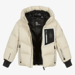 Moncler Enfant Snowwear*Boys Beige Down Padded Mandres Ski Jacket